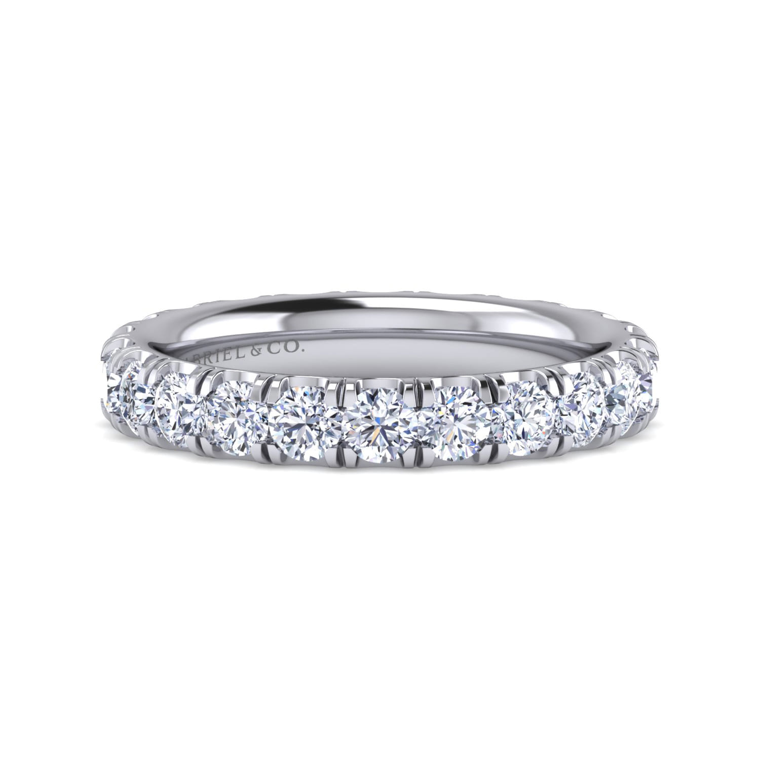 Eternity Band Wedding Ring in 14k White Gold with Round Natural Diamond at Gabriel & Co. - Shot 1