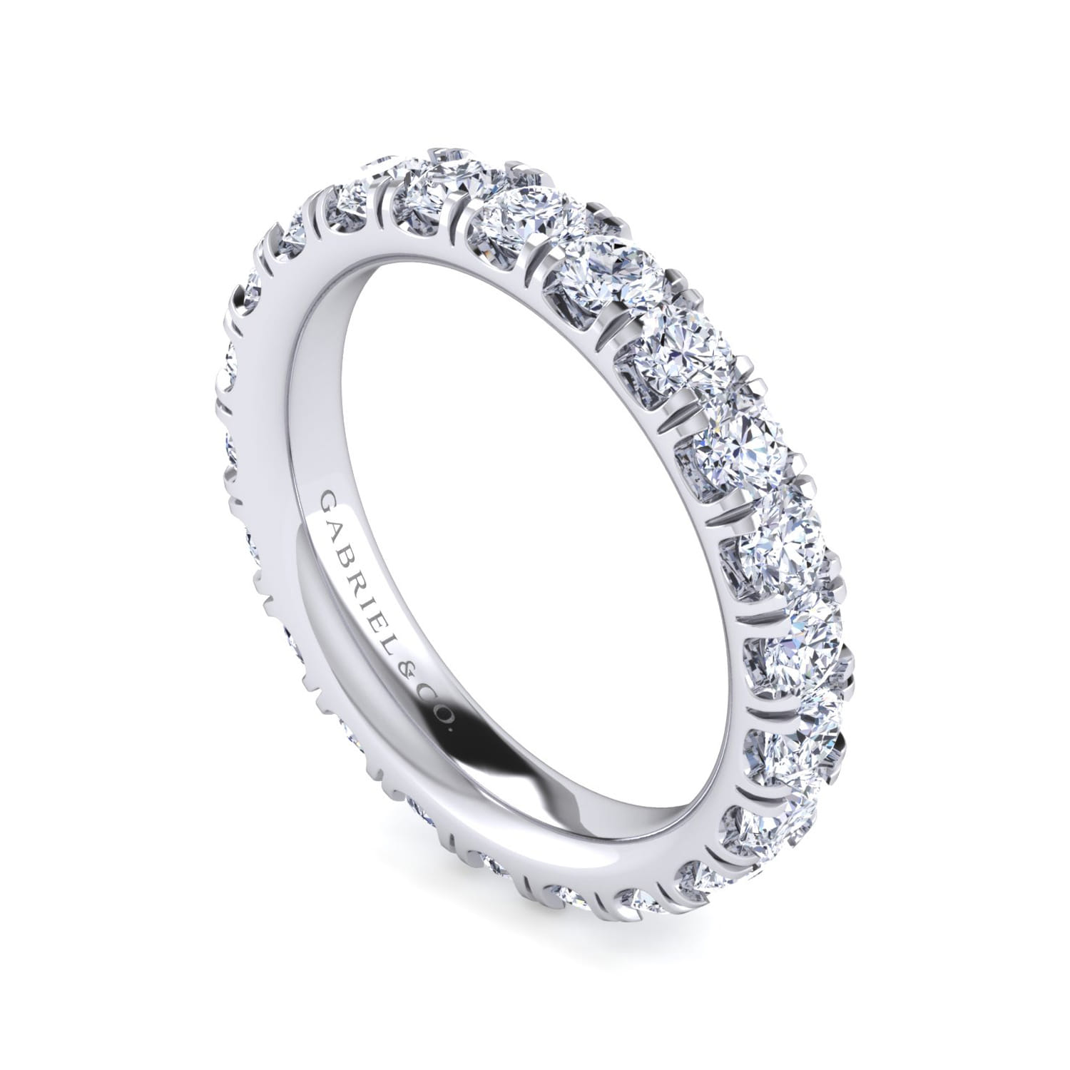Eternity Band Wedding Ring in 14k White Gold with Round Natural Diamond at Gabriel & Co. - Shot 3