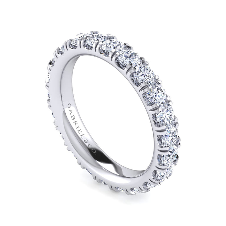 Eternity Band Wedding Ring in 14k White Gold with Round Natural Diamond at Gabriel & Co. - Shot 3