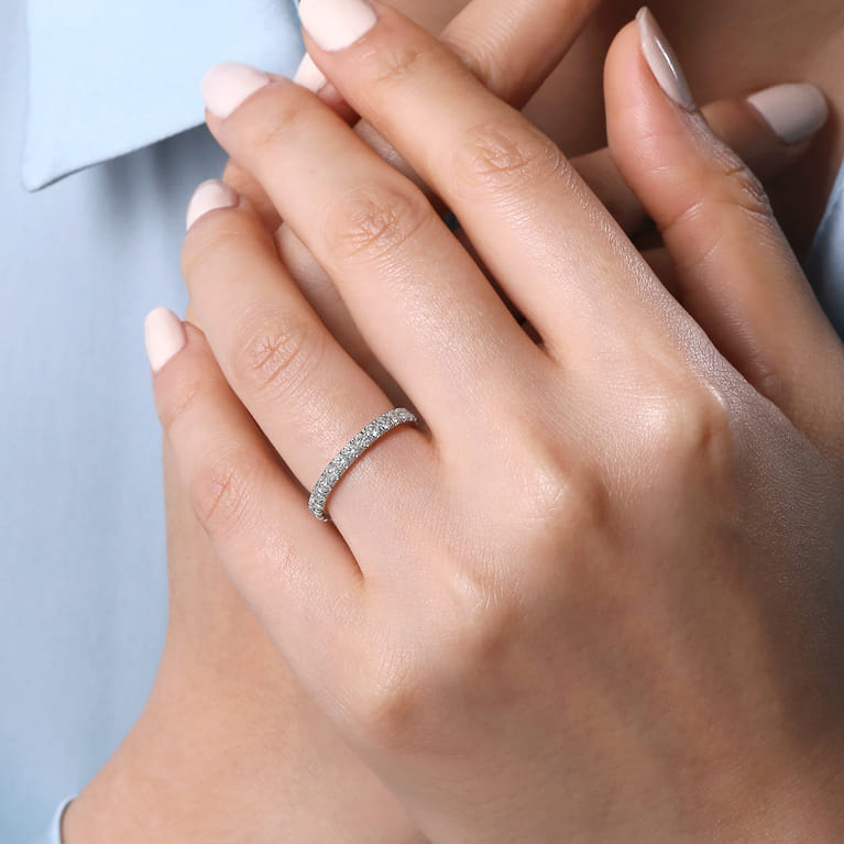 Eternity Band Wedding Ring in Platinum with Round Natural Diamond at Gabriel & Co. - Shot 5