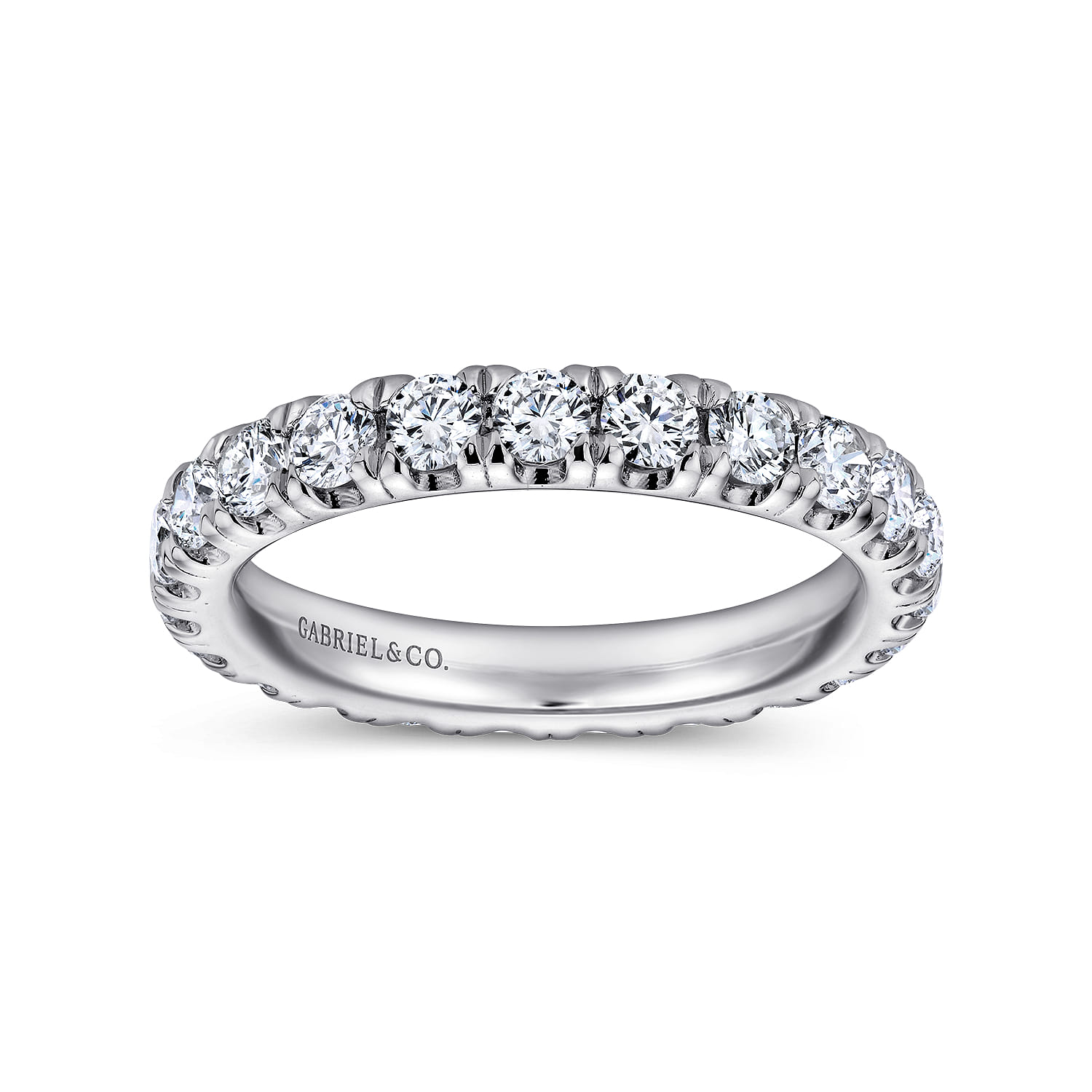 Eternity Band Wedding Ring in Platinum with Round Natural Diamond at Gabriel & Co. - Shot 4