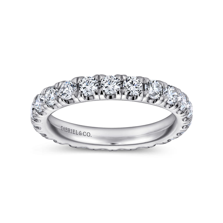 Eternity Band Wedding Ring in Platinum with Round Natural Diamond at Gabriel & Co. - Shot 4
