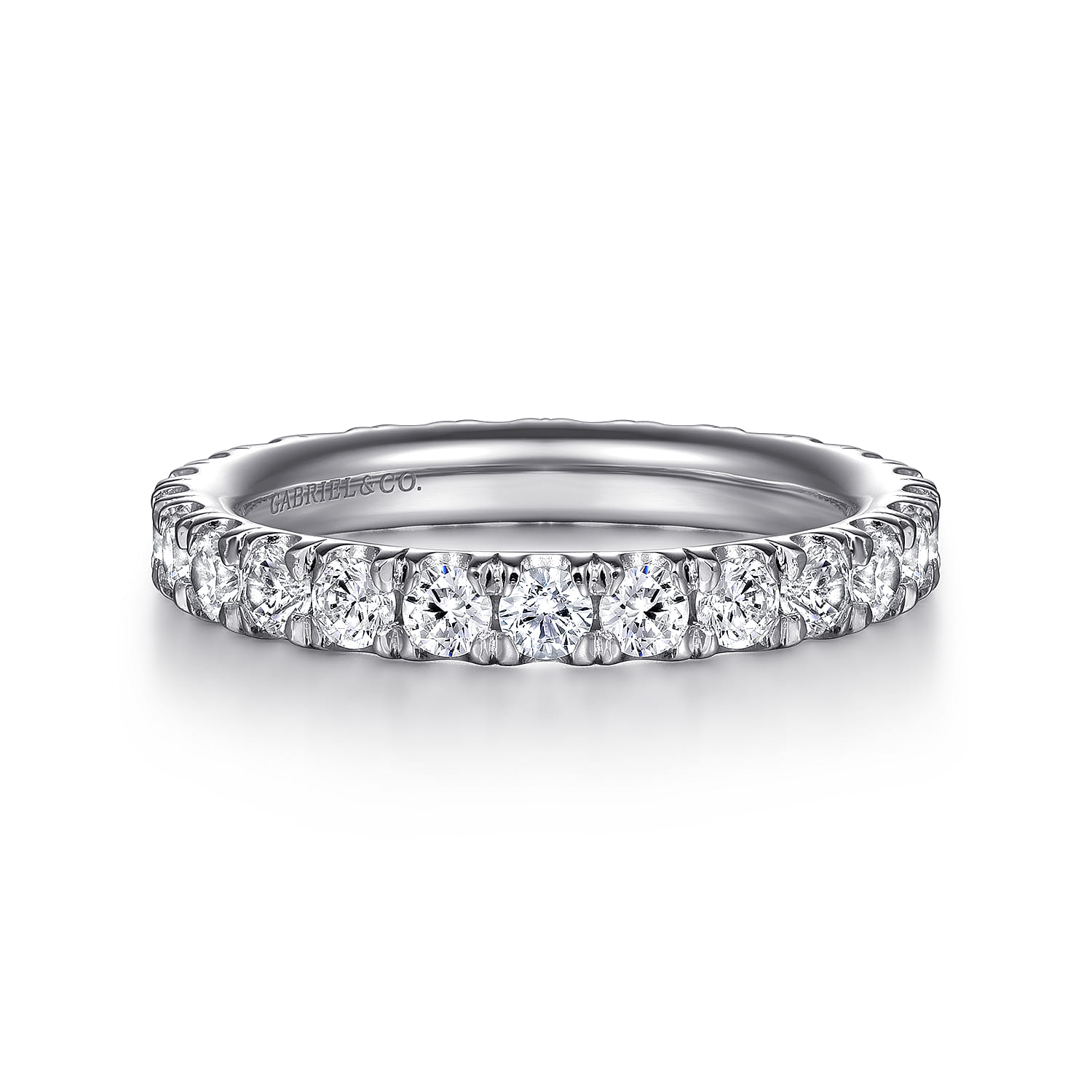 Eternity Band Wedding Ring in Platinum with Round Natural Diamond at Gabriel & Co. - Shot 1