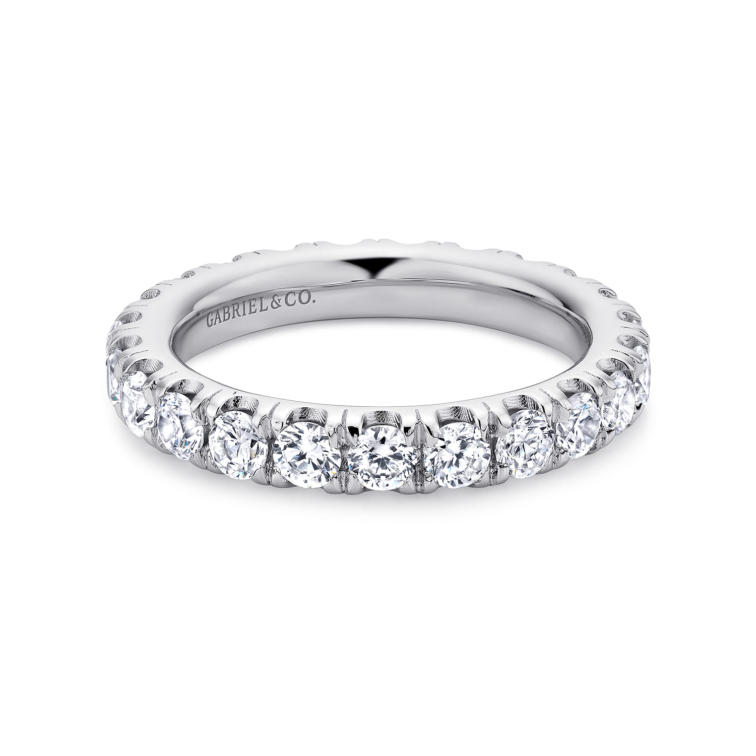 Eternity Band Wedding Ring in Platinum with Round Natural Diamond at Gabriel & Co. - Shot 1