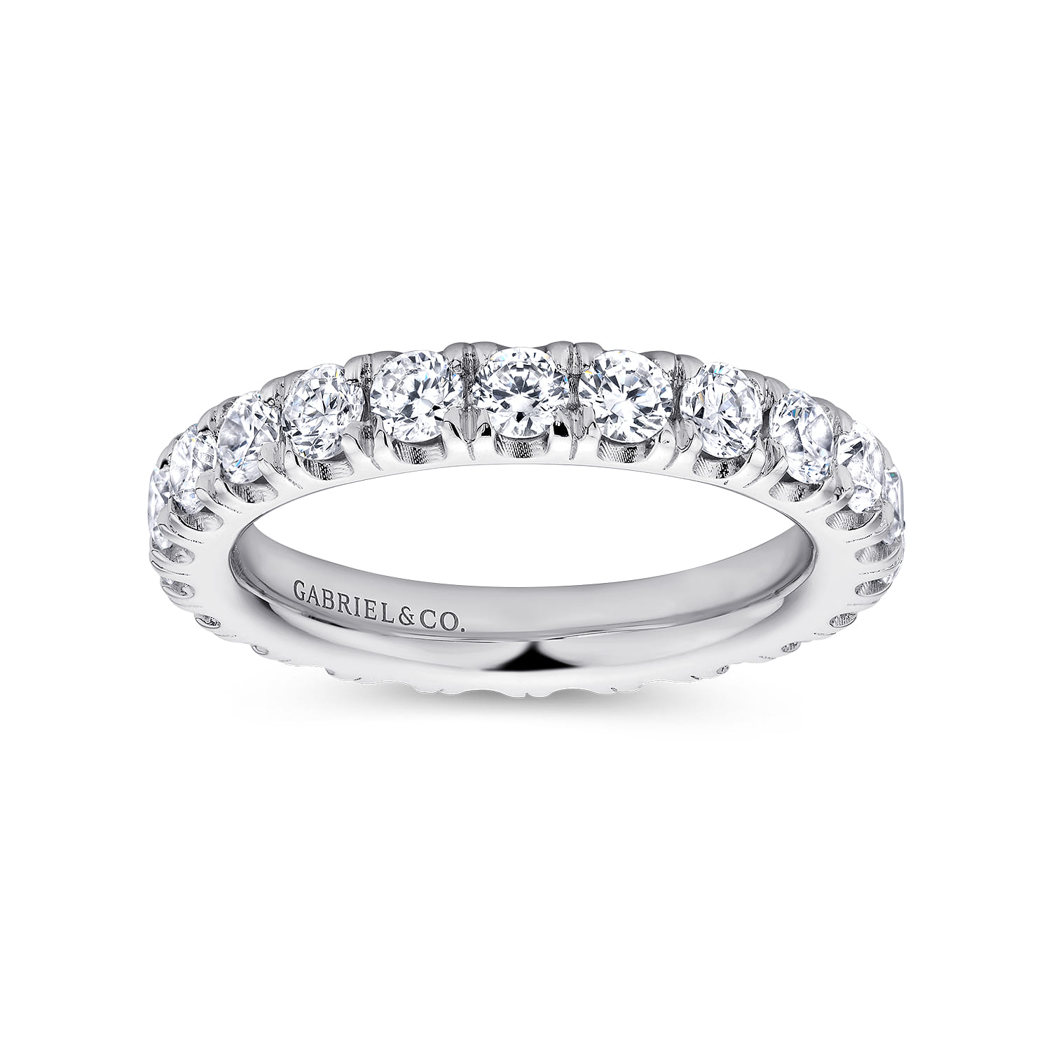 Eternity Band Wedding Ring in Platinum with Round Natural Diamond at Gabriel & Co. - Shot 4