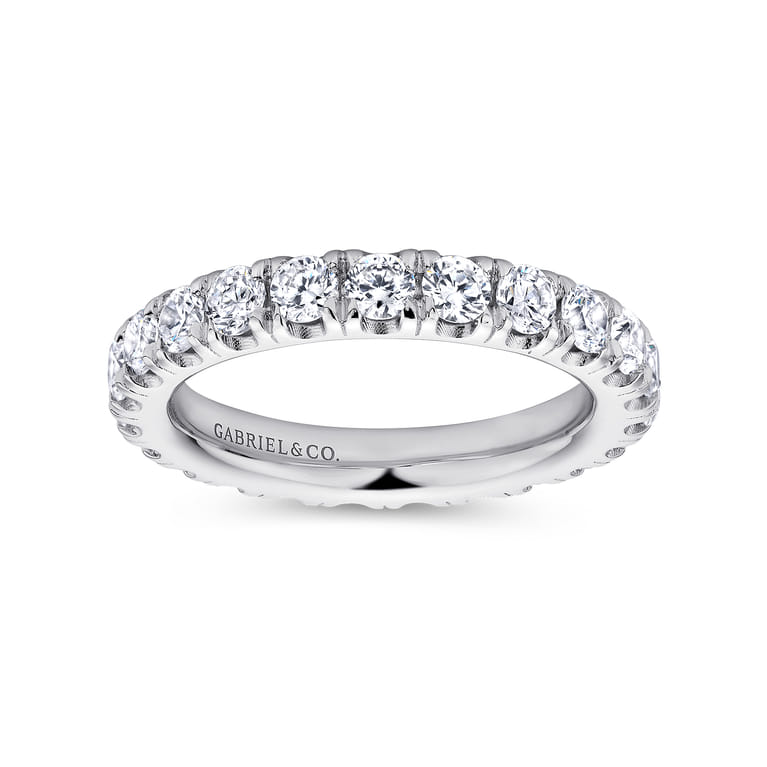Eternity Band Wedding Ring in Platinum with Round Natural Diamond at Gabriel & Co. - Shot 4