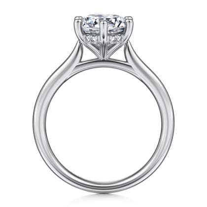 Aviva - 14K White Gold 6 Prong Round Solitaire Diamond Engagement Ring