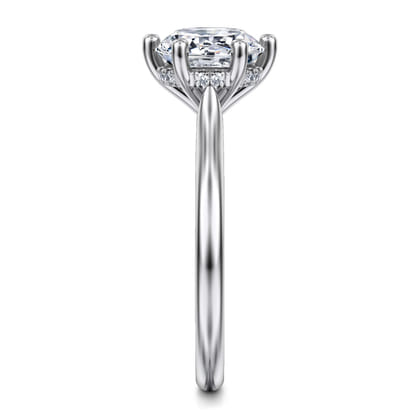 Aviva - 14K White Gold 6 Prong Round Solitaire Diamond Engagement Ring