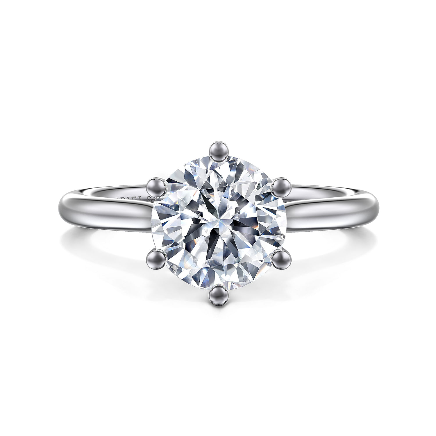 Aviva - 14K White Gold Round Solitaire Diamond Engagement Ring