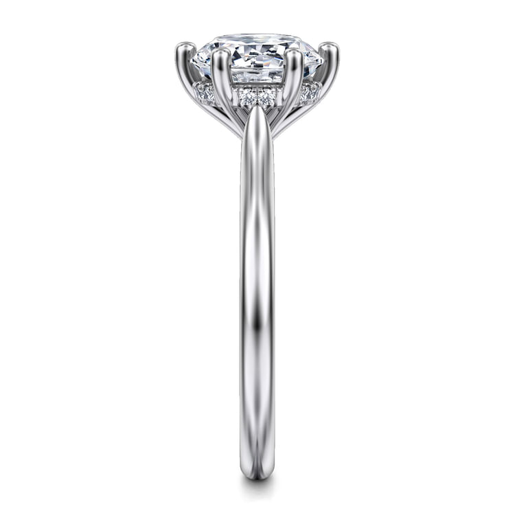 Aviva - 14K White Gold Round Solitaire Diamond Engagement Ring