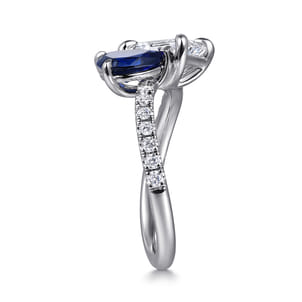 Avrille - 14K White Gold Toi et Moi Oval Sapphire and Diamond Engagement Ring