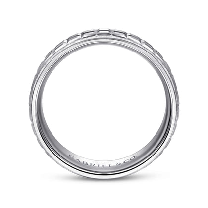 Axel - 14K White Gold 7mm - Square Inlay Men's Wedding Band