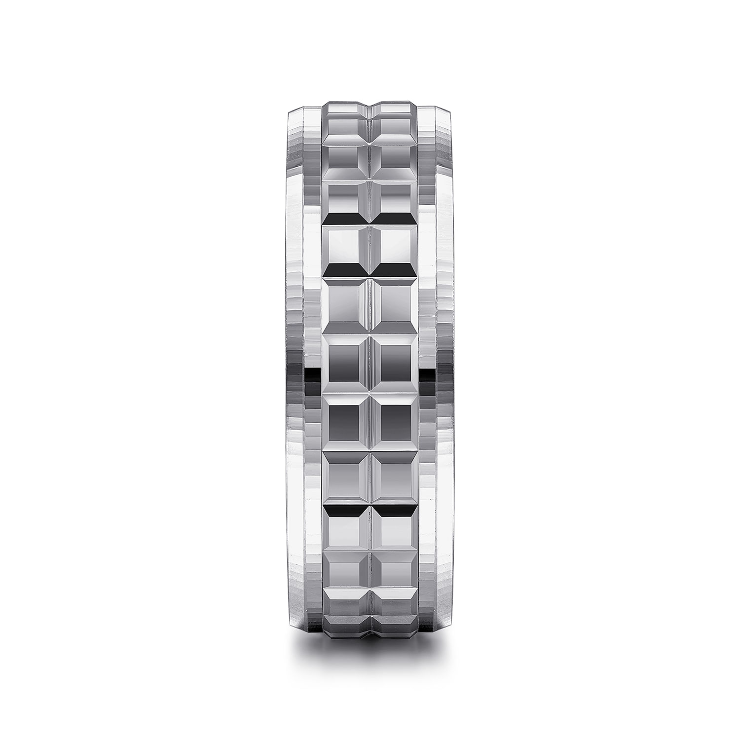 Axel - 14K White Gold 7mm - Square Inlay Men's Wedding Band - Shot 4