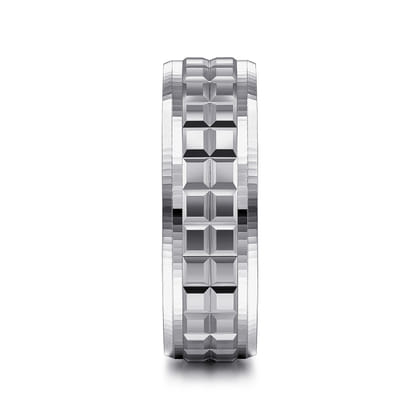 Axel - 14K White Gold 7mm - Square Inlay Men's Wedding Band