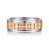 Axel - 14K White-Rose Gold 7mm - Two Tone Square Inlay Men's Wedding Band