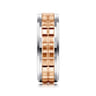 Axel - 14K White-Rose Gold 7mm - Two Tone Square Inlay Men's Wedding Band