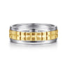 Axel - 14K White-Yellow Gold 7mm - Two Tone Square Inlay Men's Wedding Band