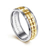 Axel - 14K White-Yellow Gold 7mm - Two Tone Square Inlay Men's Wedding Band