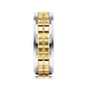 Axel - 14K White-Yellow Gold 7mm - Two Tone Square Inlay Men's Wedding Band