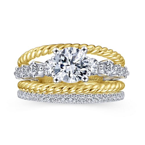 Ayala - 14K White-Yellow Gold Round Diamond Engagement Ring - 0.6 ct - Shot 4