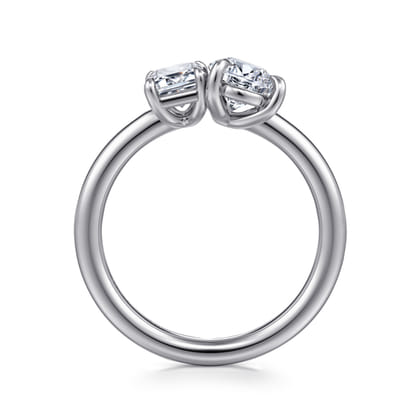 Ayla - 14K White Gold Toi et Moi Pear Shape Diamond Engagement Ring