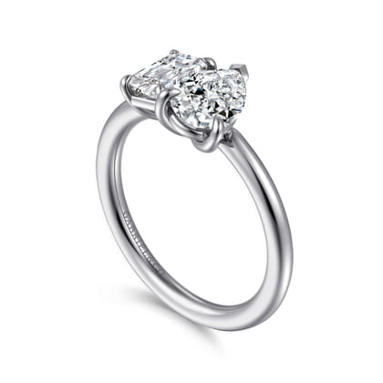 Ayla - 14K White Gold Toi et Moi Pear Shape Diamond Engagement Ring