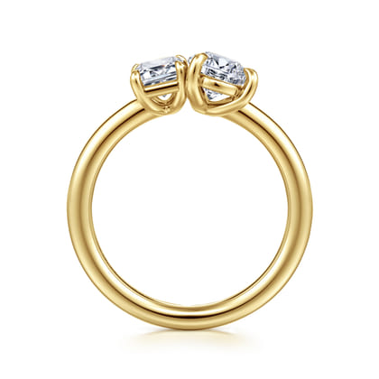 Ayla - 14K Yellow Gold Toi et Moi Pear Shape Diamond Engagement Ring