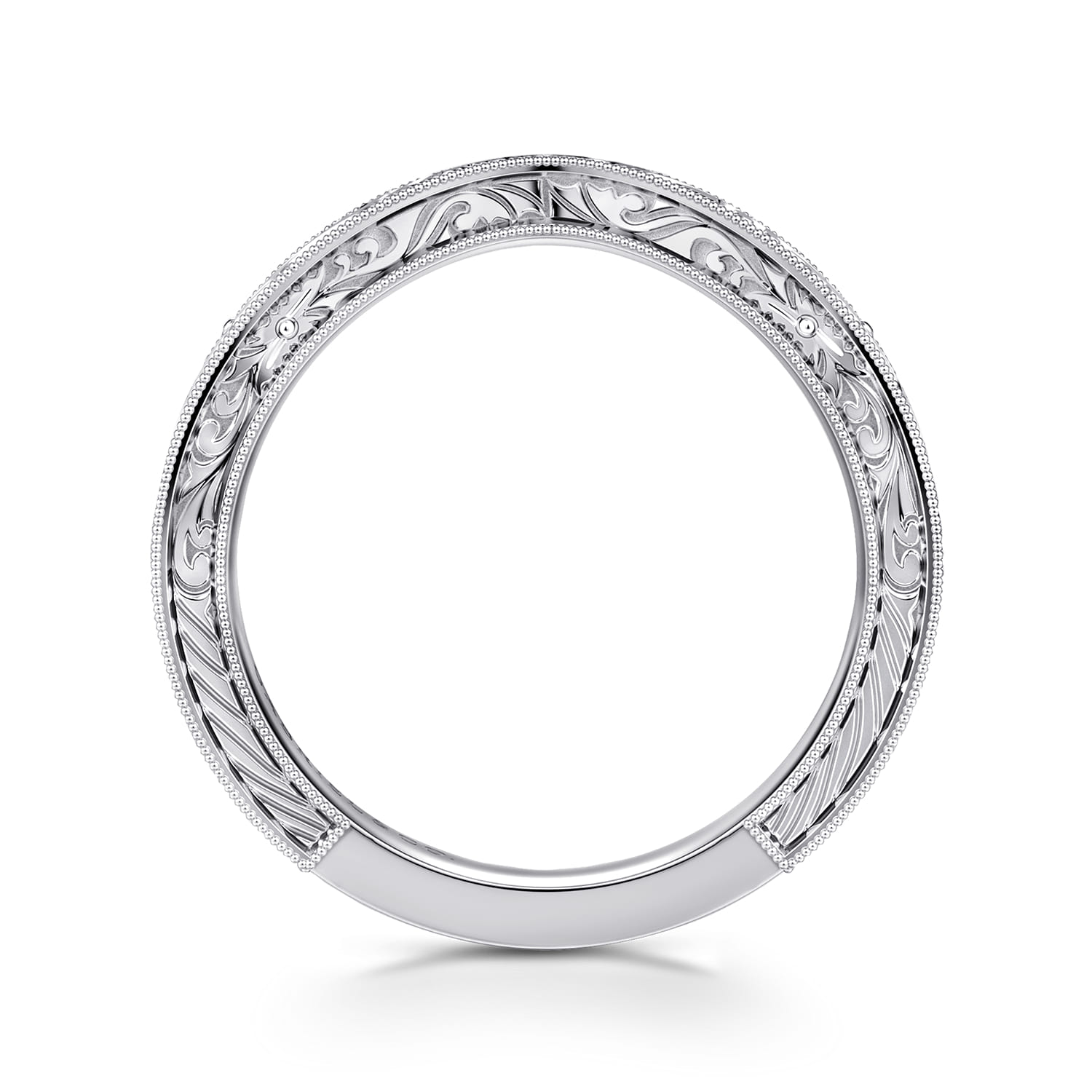 Curved Wedding Ring in 14k White Gold with   at Gabriel & Co. - Shot 2
