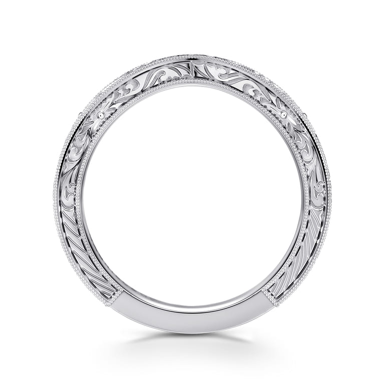 Curved Wedding Ring in 14k White Gold with   at Gabriel & Co. - Shot 2