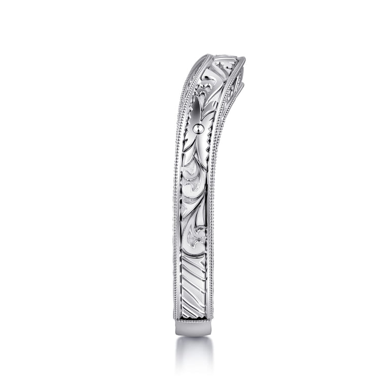 Curved Wedding Ring in 14k White Gold with   at Gabriel & Co. - Shot 4