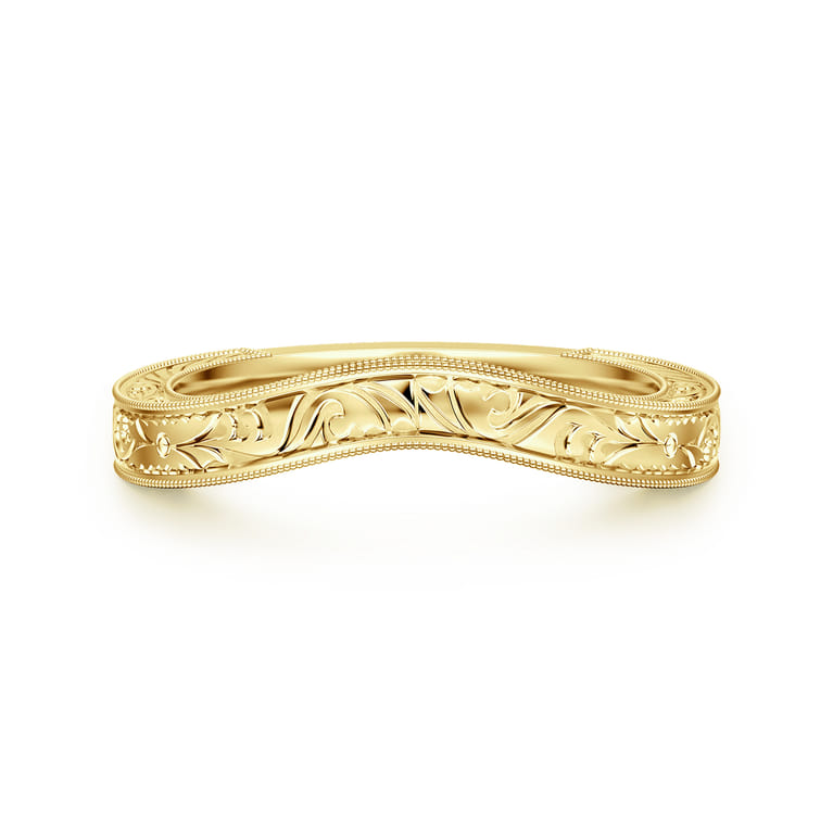 Curved Wedding Ring in 14k Yellow Gold with   at Gabriel & Co. - Shot 1