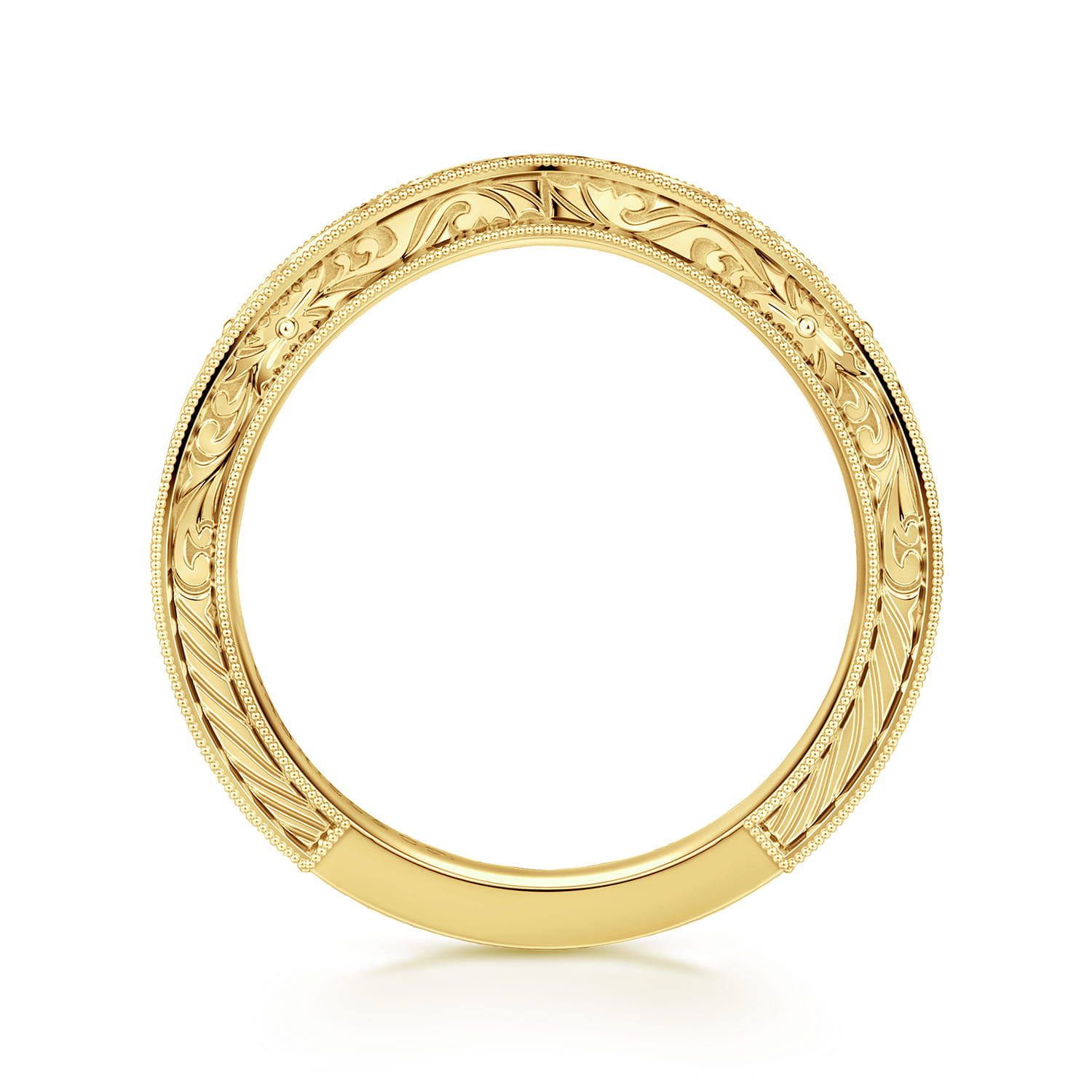 Curved Wedding Ring in 14k Yellow Gold with   at Gabriel & Co. - Shot 2