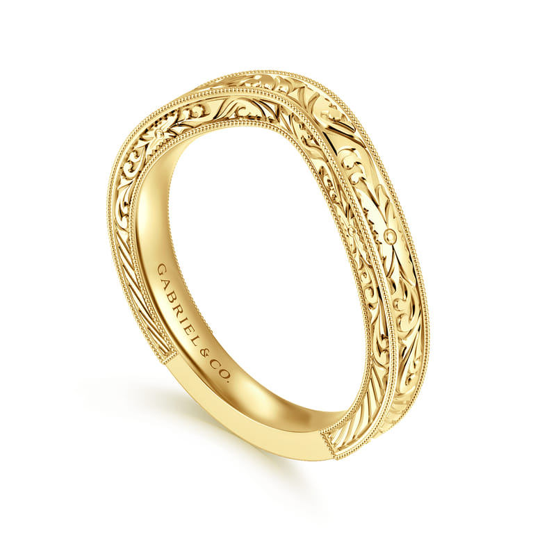 Curved Wedding Ring in 14k Yellow Gold with   at Gabriel & Co. - Shot 3