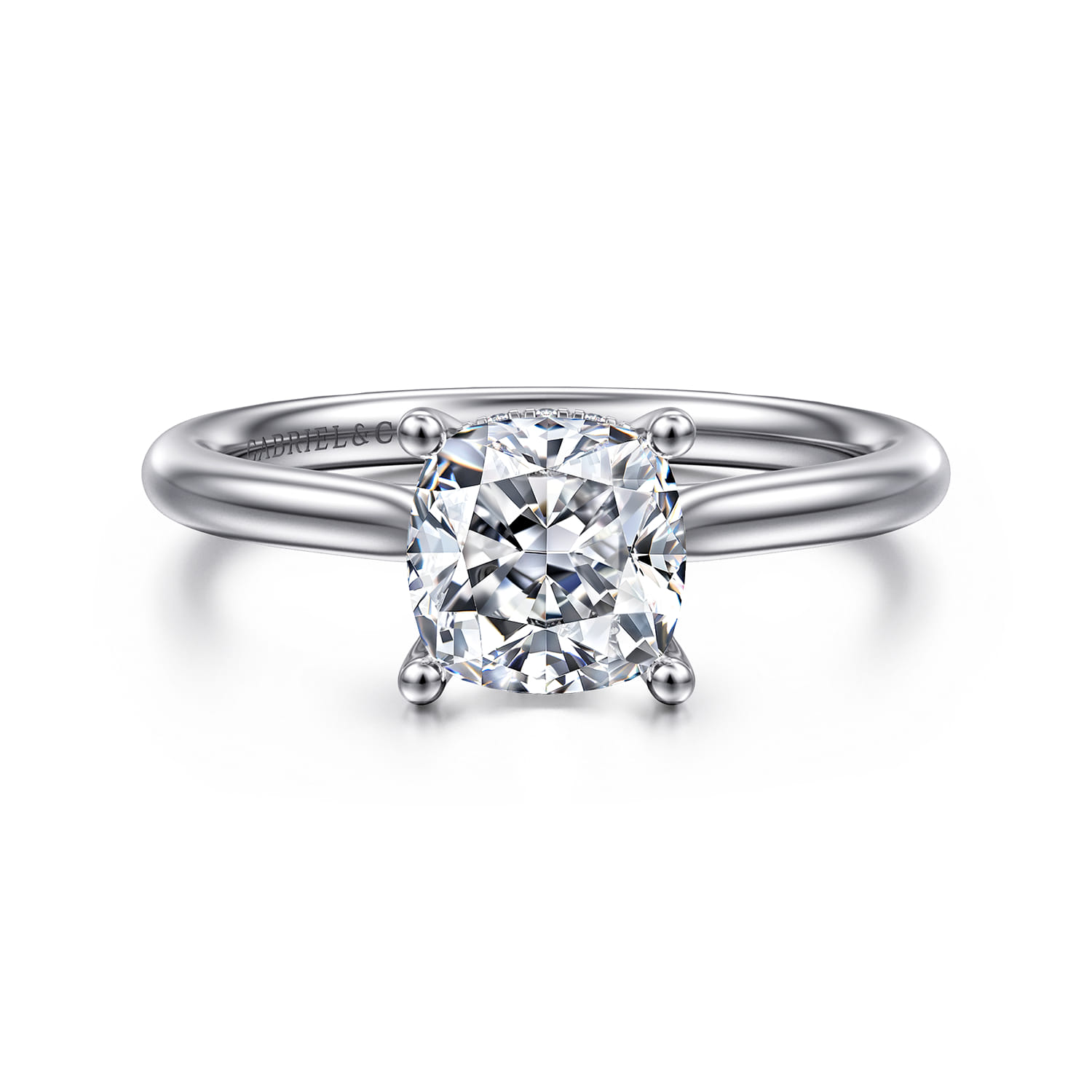 Azucena - 14K White Gold Cushion Cut Solitaire Diamond Engagement Ring