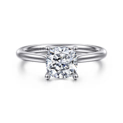 Azucena - 14K White Gold Cushion Cut Solitaire Diamond Engagement Ring