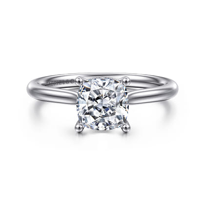 Azucena - 14K White Gold Cushion Cut Solitaire Diamond Engagement Ring
