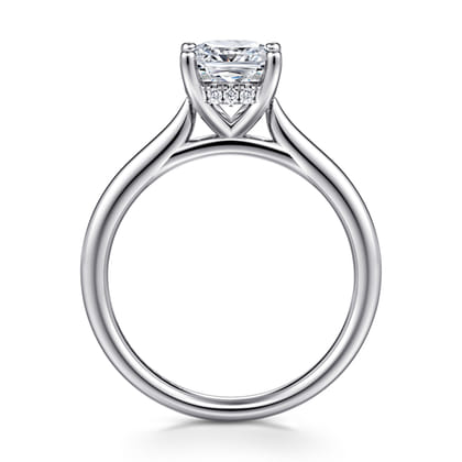 Azucena - 14K White Gold Cushion Cut Solitaire Diamond Engagement Ring