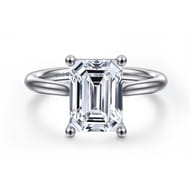 Azucena - 14K White Gold Emerald Cut Solitaire Diamond Engagement Ring