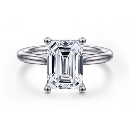 Azucena - 14K White Gold Emerald Cut Solitaire Diamond Engagement Ring