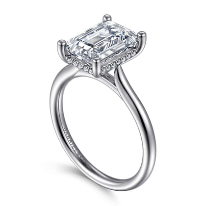 Azucena - 14K White Gold Emerald Cut Solitaire Diamond Engagement Ring