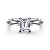 Azucena - 14K White Gold Emerald Cut Solitaire Diamond Engagement Ring