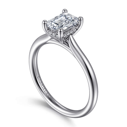 Azucena - 14K White Gold Emerald Cut Solitaire Diamond Engagement Ring