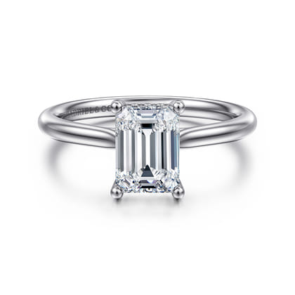 Azucena - 14K White Gold Emerald Cut Solitaire Diamond Engagement Ring