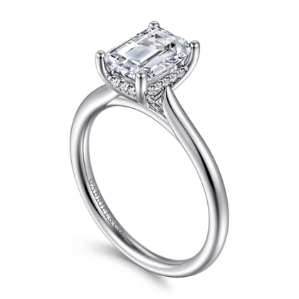 Azucena - 14K White Gold Emerald Cut Solitaire Diamond Engagement Ring