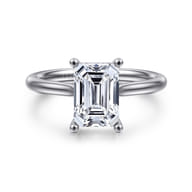 Azucena - 14K White Gold Emerald Cut Solitaire Diamond Engagement Ring