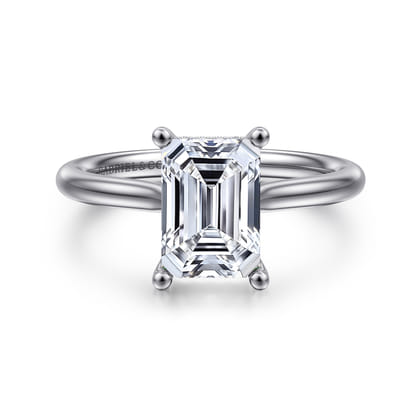 Azucena - 14K White Gold Emerald Cut Solitaire Diamond Engagement Ring