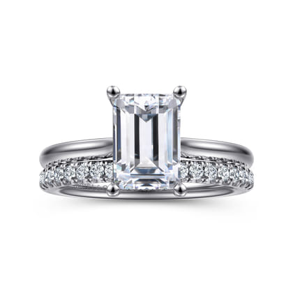Azucena - 14K White Gold Emerald Cut Solitaire Diamond Engagement Ring