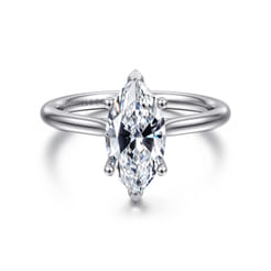 Azucena - 14K White Gold Marquise Shape Solitaire Diamond Engagement Ring