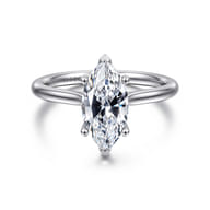 Azucena - 14K White Gold Marquise Shape Solitaire Diamond Engagement Ring