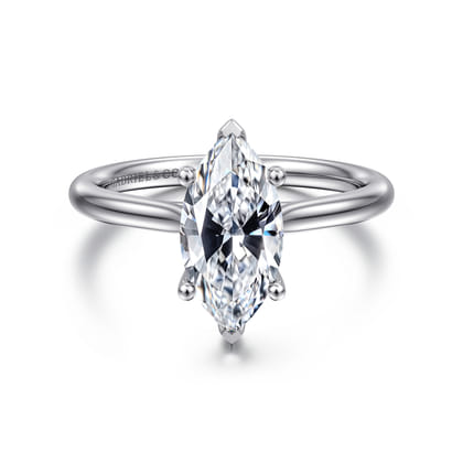 Azucena - 14K White Gold Marquise Shape Solitaire Diamond Engagement Ring